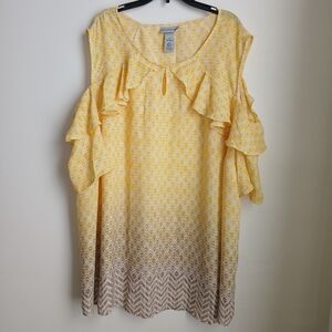 Catherines, Women's Top  Size 3X Ombre Yellow Cold Shoulder Lightweight